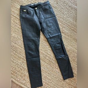 Leara Woman Black Leather Slim Fit Pants